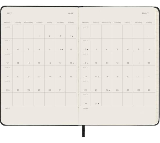 Agenda 2027 Moleskine 12M Planner Weekly 7dagen/2pagina's pocket hc black