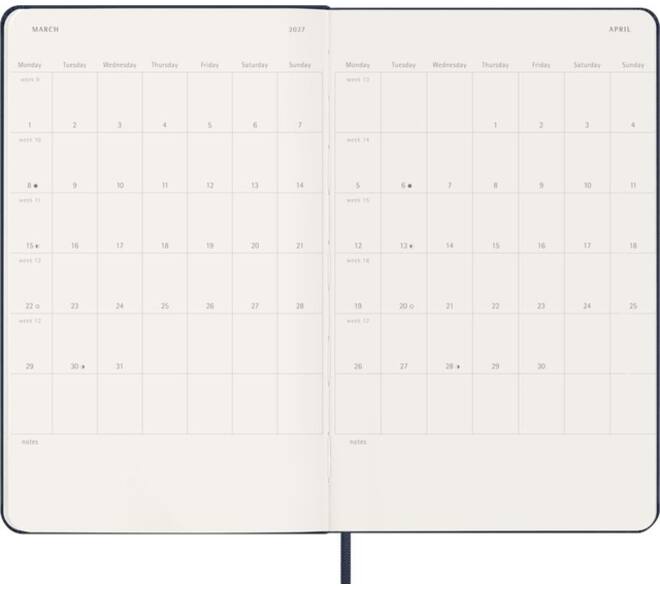 Agenda 2027 Moleskine 18M Planner Weekly 7dagen/1pagina large hc sapphire blue