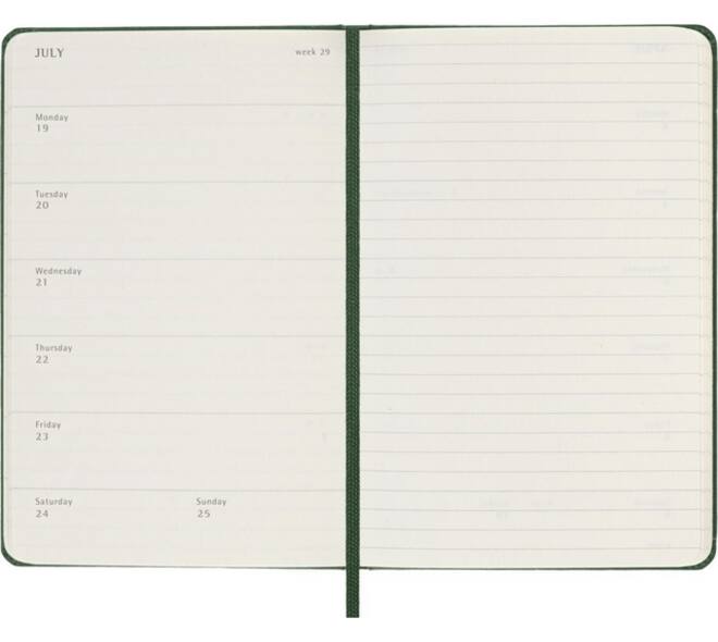 Agenda 2027 Moleskine 12M Planner Weekly 7dagen/1pagina pocket hc myrtle green