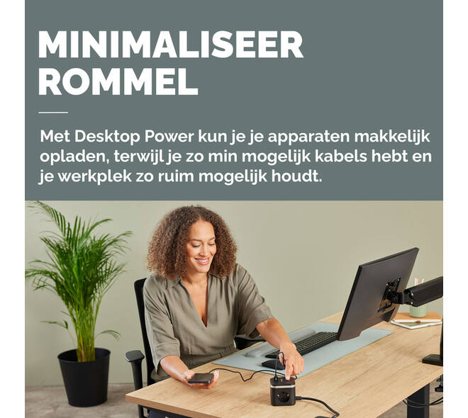 Stekkerblok Fellowes Power Cube F 3vdg 1xUSB A 2xUSB C 2 meter zwart
