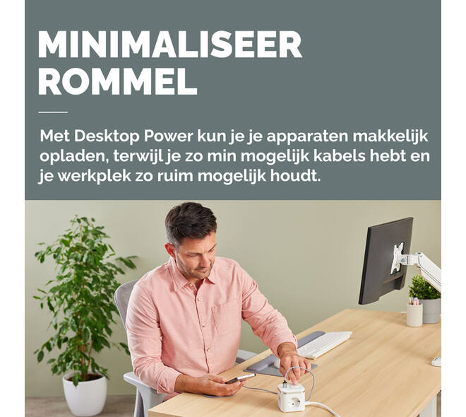 Stekkerblok Fellowes Power Cube F 3 voudig 1xUSB A 2xUSB C 2 meter wit
