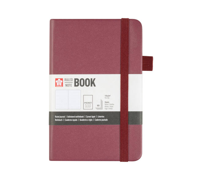 Notitieboek Sakura pocket 90x140mm lijn hard cover moerbei