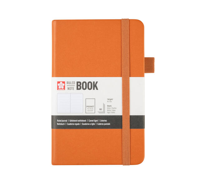 Notitieboek Sakura pocket 90x140mm lijn hard cover amber