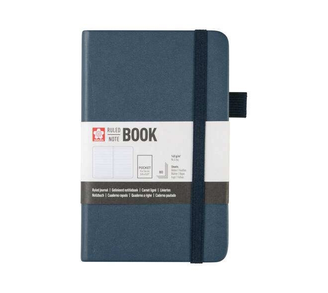 Notitieboek Sakura pocket 90x140mm lijn hard cover donker indigo