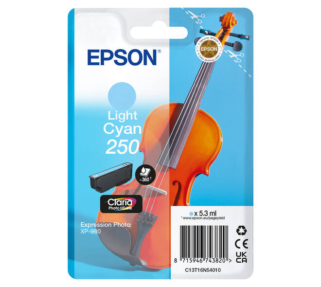 Inktcartridge Epson 250 T16N54 licht blauw