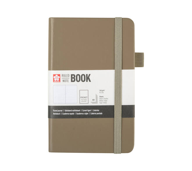 Notitieboek Sakura pocket 90x140mm lijn hard cover sintel