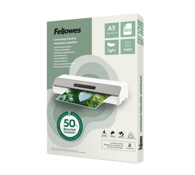 Lamineerhoes Fellowes A3 light 50% gerecycled mat 100stuks