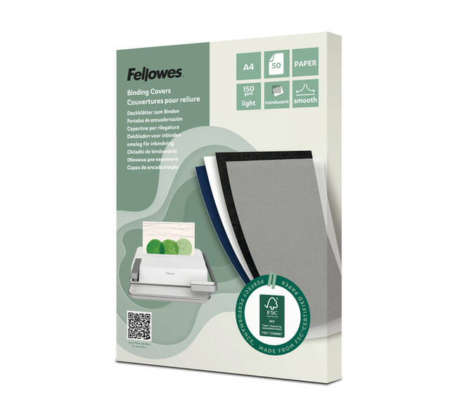 Voorblad Fellowes A4 FSC translucent papier 150gram 50vel