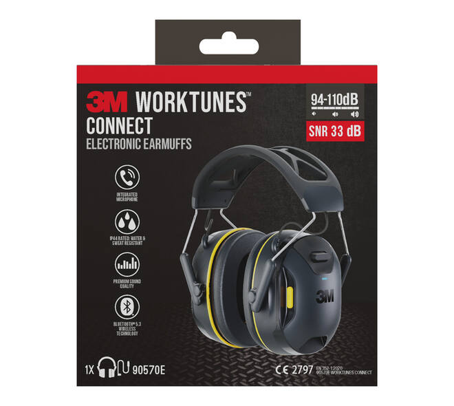 Oorkap 3M WorkTunes Connect Bluetooth 94-110 dB zwart