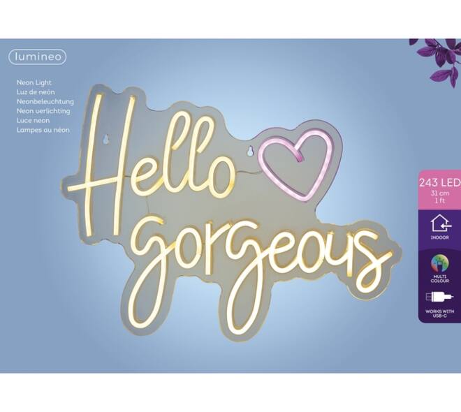 Ledbord Lumineo indoor USB neon Hello Gorgeous