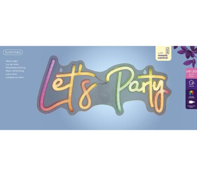 Ledbord Lumineo indoor USB neon Let's Party led Colour change effects