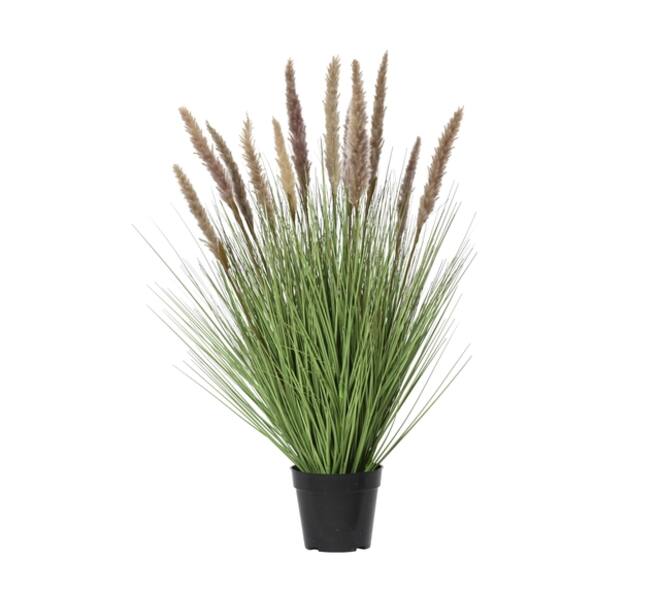Kunstgras Everlands met pluimen bruin 80cm in pot pvc