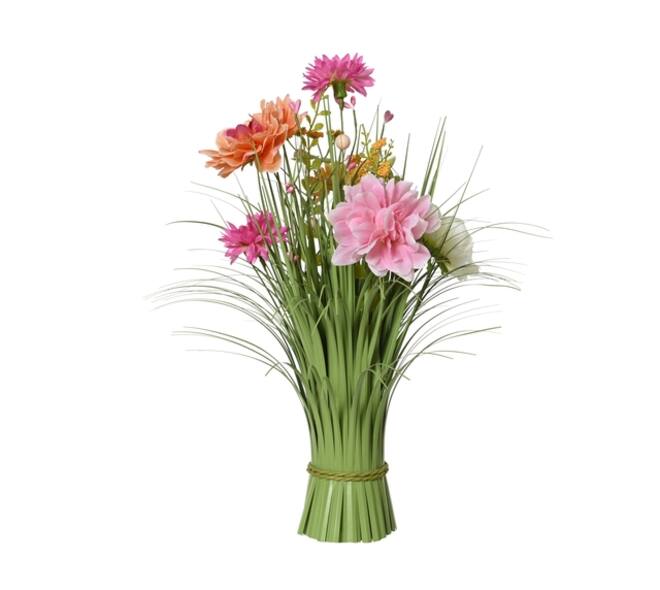 Kunstgras Everlands met bloemen roze 40cm polyester