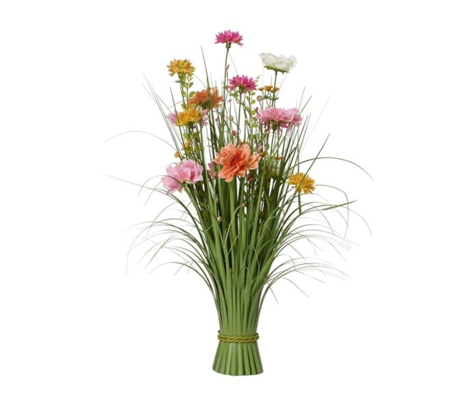 Kunstgras Everlands met bloemen roze 70cm polyester