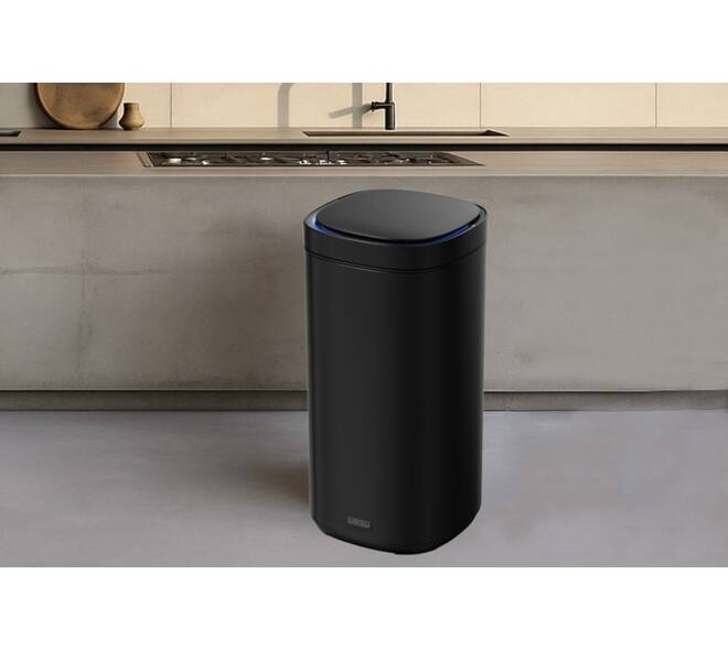 Afvalbak Desq Sensor 40 liter RVS zwart