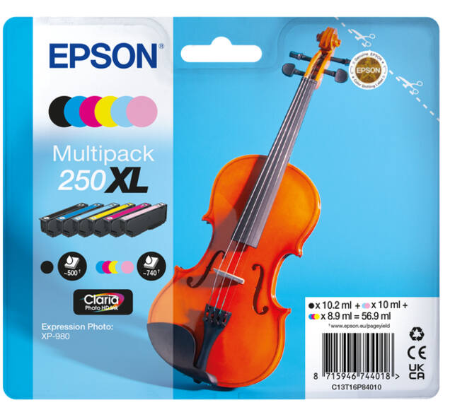 Inktcartridge Epson 250XL T16P84 zwart + 5 kleuren