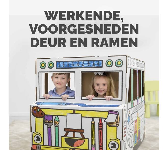 Kartonnen Speelbus Bankers Box Play inkleurbaar