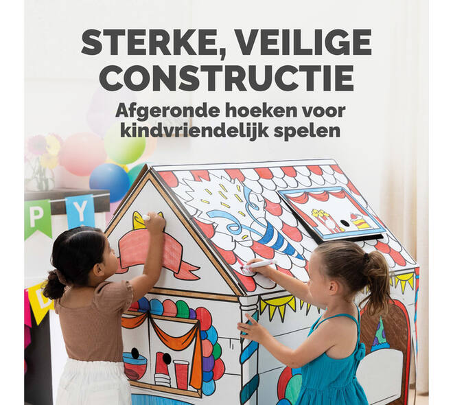 Kartonnen speelhuis XL Verjaardag Bankers Box Play inkleurbaar