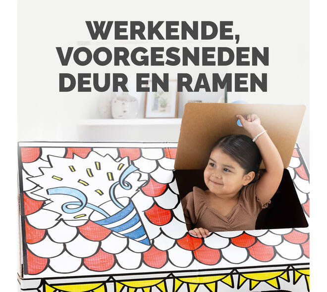 Kartonnen speelhuis XL Verjaardag Bankers Box Play inkleurbaar