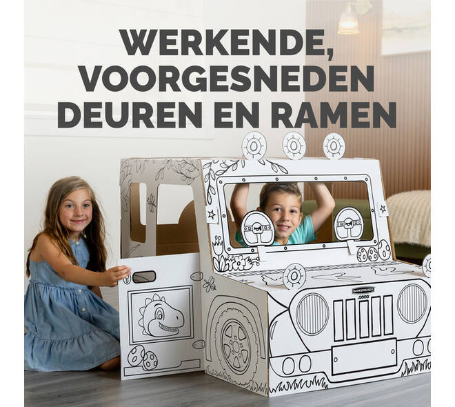 Kartonnen Dinosaurustruck XL Bankers Box Play inkleurbaar