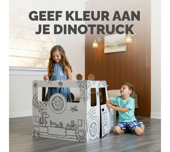 Kartonnen Dinosaurustruck XL Bankers Box Play inkleurbaar