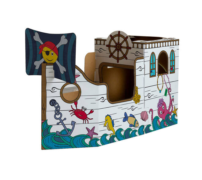 Kartonnen Piratenschip XL Bankers Box Play inkleurbaar