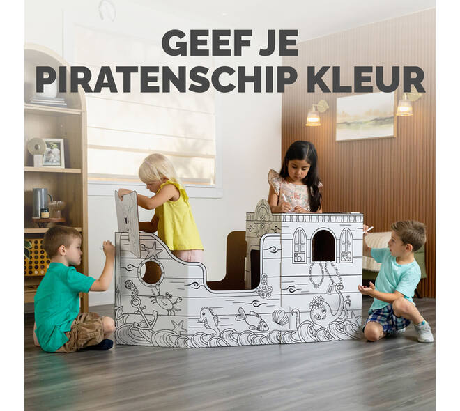 Kartonnen Piratenschip XL Bankers Box Play inkleurbaar