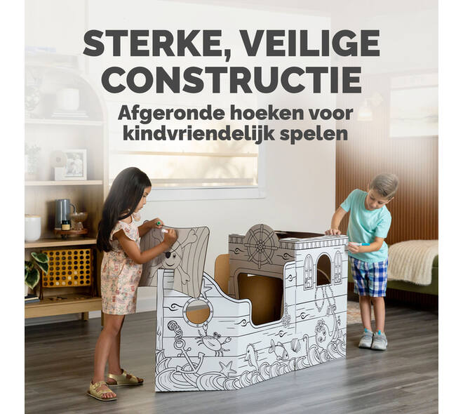 Kartonnen Piratenschip XL Bankers Box Play inkleurbaar