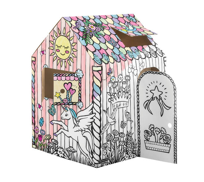 Kartonnen speelhuis XL Eenhoorn Bankers Box Play inkleurbaar