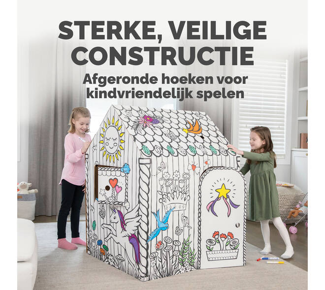 Kartonnen speelhuis XL Eenhoorn Bankers Box Play inkleurbaar
