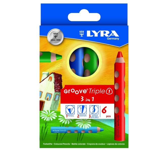 Kleurpotlood LYRA Groove Triple One extra dik set à 6 kleuren