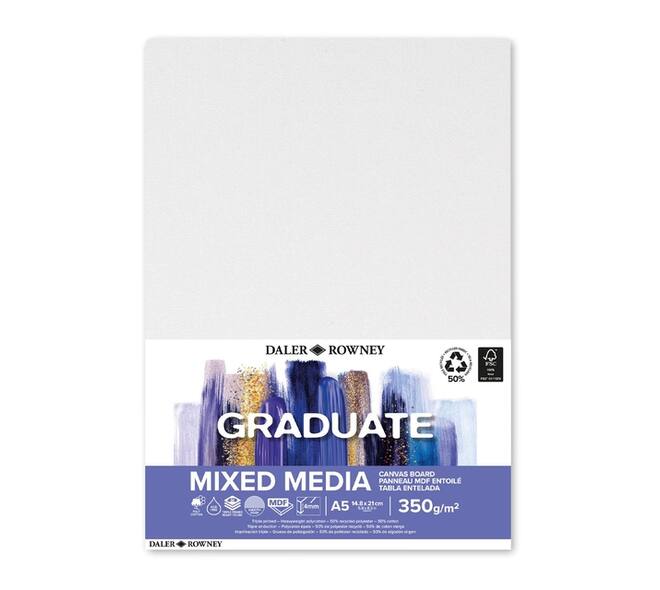 Canvasboard Daler-Rowney Graduate mixed media A5 wit