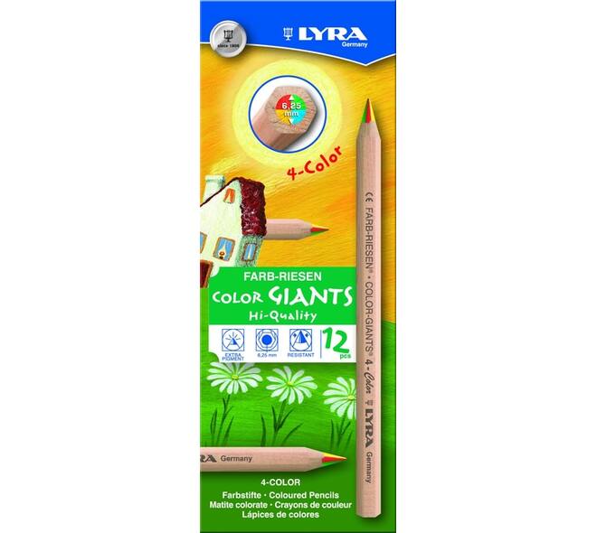 Kleurpotlood LYRA Color Giants Nature vierkleurig set à 12 stuks