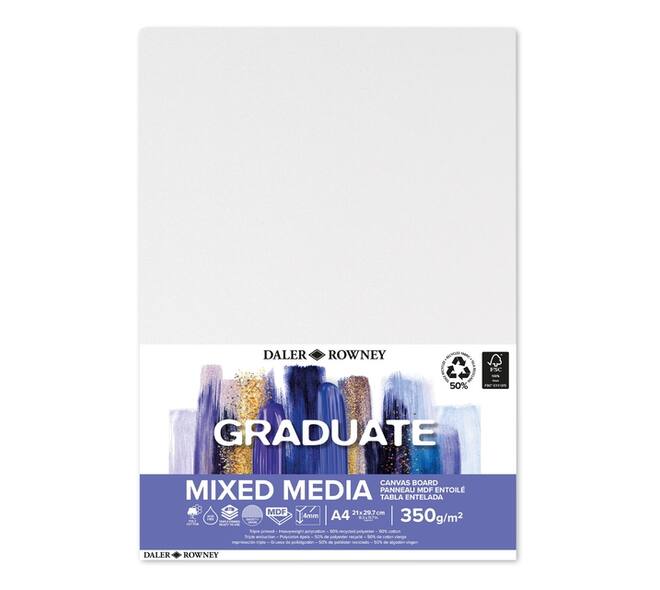 Canvasboard Daler-Rowney Graduate mixed media A4 wit