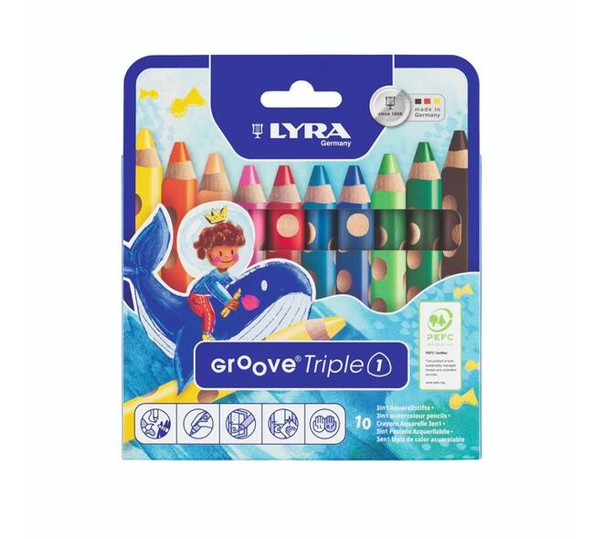 Kleurpotlood LYRA Groove Triple One extra dik set à 10 kleuren