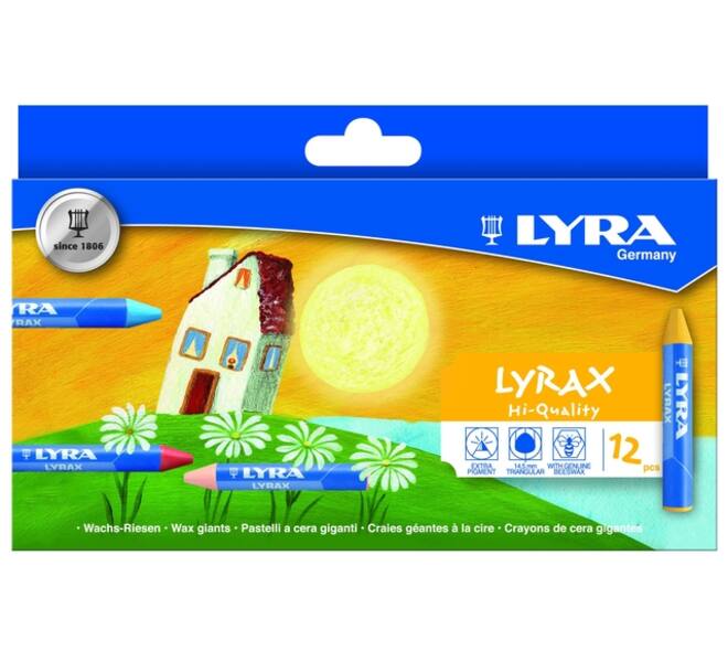 Waskrijt LYRA Lyrax Wax Giants set à 12 kleuren