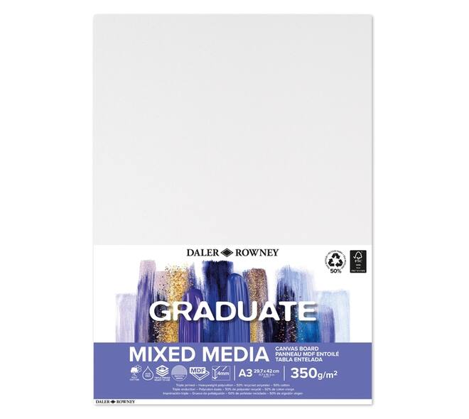 Canvasboard Daler-Rowney Graduate mixed media A3 wit