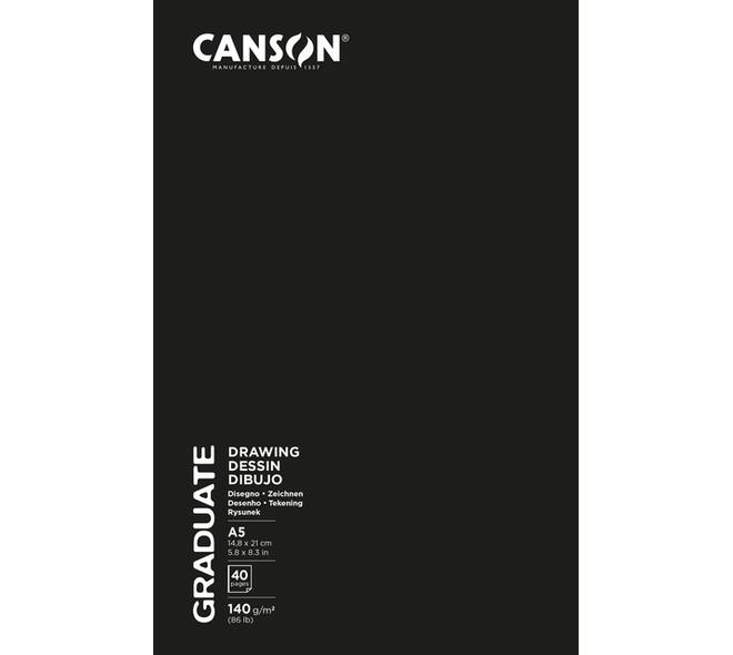 Schetsboek Canson Graduate 20vel 140gr A5 wit
