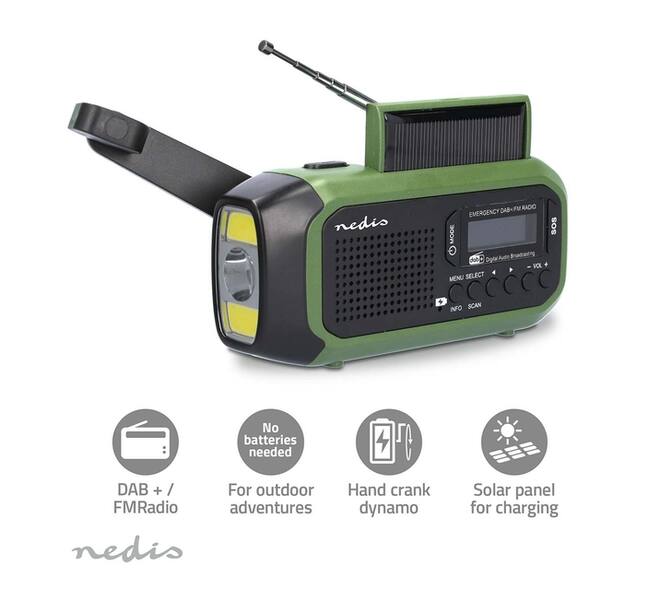 Noodradio Nedis DAB+ FM zonnepaneel
