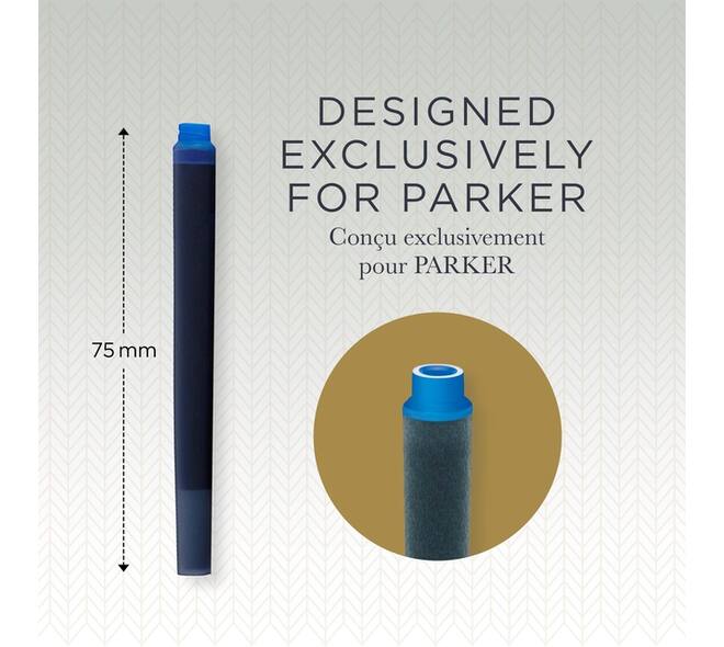 Inktpatroon Parker Quink uitwasbaar blauw blister à 5 stuks
