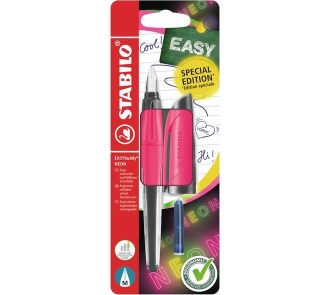 Vulpen STABILO Easybuddy medium neon roze blister à 1 stuk