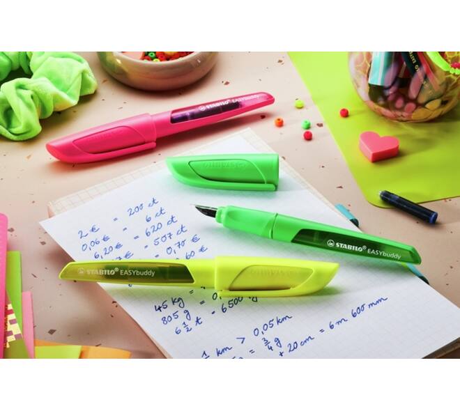Vulpen STABILO Easybuddy medium neon roze blister à 1 stuk