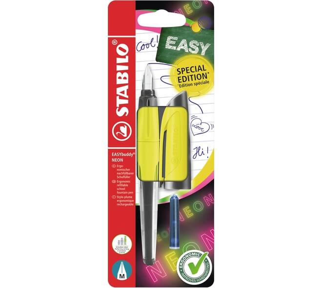 Vulpen STABILO Easybuddy medium neon geel blister à 1 stuk