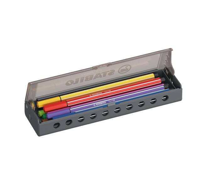 Viltstift STABILO Pen 68 medium clickset à 10 kleuren