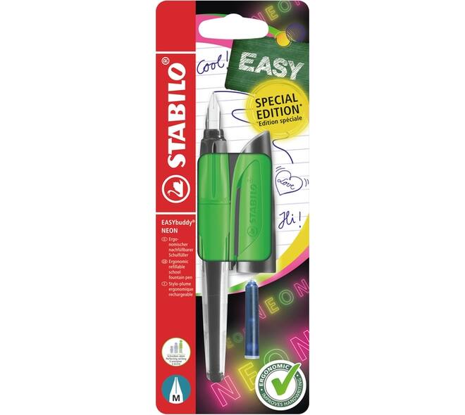 Vulpen STABILO Easybuddy medium neon groen blister à 1 stuk