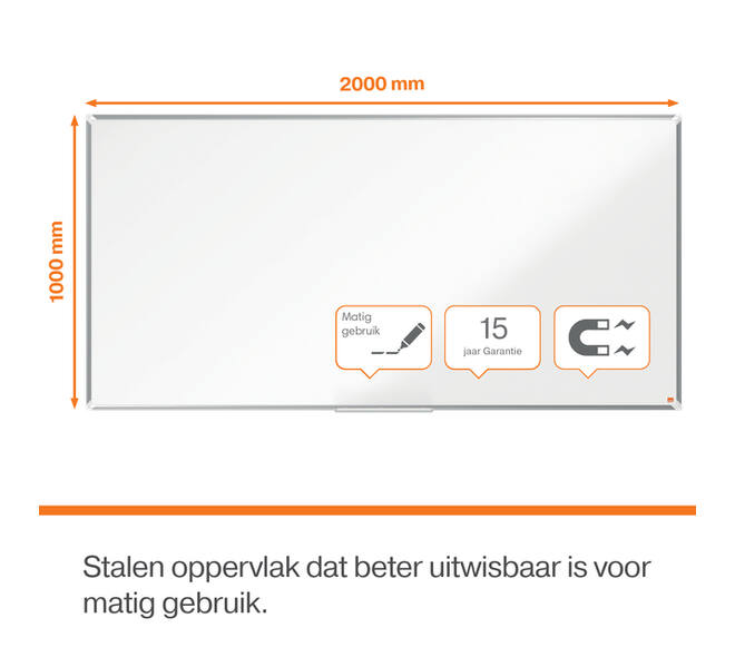 Whiteboard Nobo Premium Plus 100x200cm staal