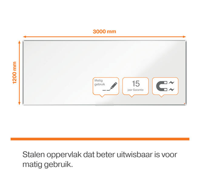 Whiteboard Nobo Premium Plus 120x300cm staal