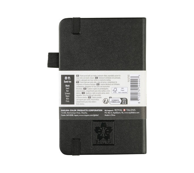 Notitieboek Sakura pocket 90x140mm lijn hard cover zwart