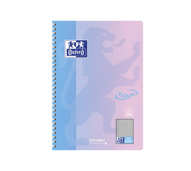 Spiraalblok Oxford Touch B5 geruit 5mm160 pagina's assorti