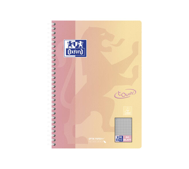 Spiraalblok Oxford Touch B5 geruit 5mm160 pagina's assorti